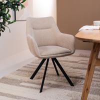By-Boo Draaibare Eetkamerstoel 'Bliss' Met armleuning, kleur Taupe