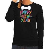 Gekleurde happy new year met strikje sweater / trui zwart voor dames 2XL (44)  -