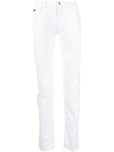 Dolce & Gabbana jean droit à effet usé - Blanc