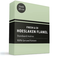 Hoeslaken - Flanel Katoen - 160x200cm - Groen - Fresh And Co - Dekbed-Discounter.nl