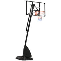 SPORTNOW basketbalstandaard, verstelbare korfhoogte 2,3-2,9 m, slagbeugel aan de onderkant, vulbaar onderstel, rood+zwart