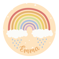 Vinyl vloerkleed met naam Gepersonaliseerde regenboog