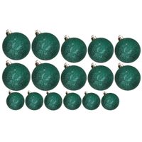 Kerstversiering set glitter kerstballen petrol blauw 6 - 8 - 10 cm - pakket van 50x stuks