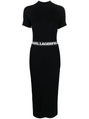 Karl Lagerfeld robe en maille à taille à logo - Noir