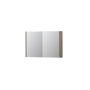 INK SPK1 Spiegelkast - 90x14x60cm - 2 deuren - dubbelzijdige Spiegel - schakelaar en stopcontact - MFC Greige eiken 1110616