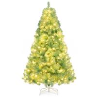 180 cm Kunstkerstboom met Verlichting Dennenboom met Warmwitte LED-lampen Groen 180 cm Kunstkerstboom met Verlichting Dennenboom met Warmwitte LED-lampen Groen