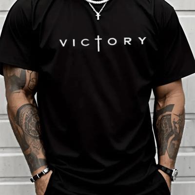 Bon&Bon Men's Letter Print T-Shirt | 100% Heavy Cotton Crew Neck Tee White / XL