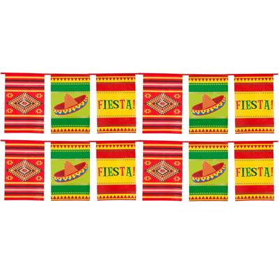 Mexicaanse vlaggenlijn - 2x - 10 meter - kunststof - vlaggentjes - thema mexico