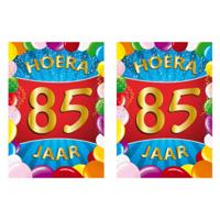 Verjaardag deurposter - 2x - 85 jaar - multi - 59 x 84 cm - leeftijd feestartikelen