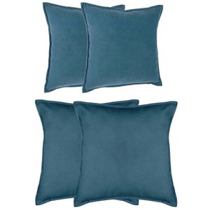 Bank/sierkussens huiskamer Sophia - set 4x stuks - Blauw - polyester - met rits - In 2 formaten