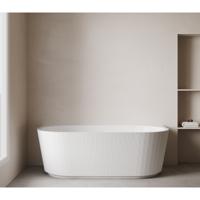 Wiesbaden Rivi Half Vrijstaand Ligbad - 180x80cm - Acryl - Mat Wit - Met Waste