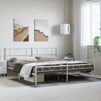 Bedframe met hoofd- en voeteneinde metaal wit 193x203 cm Bedframe met hoofd- en voeteneinde metaal wit 193x203 cm