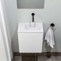 Zaro Polly toiletmeubel 40cm mat wit met witte wastafel zonder kraangat rechts - thumbnail