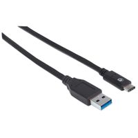 Manhattan USB-kabel USB 3.2 Gen1 (USB 3.0 / USB 3.1 Gen1) USB-A stekker, USB-C stekker 1.00 m Zwart UL gecertificeerd 353373 - thumbnail