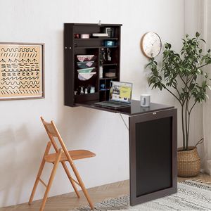 Wandtafel Inklapbaar Wandklaptafel met Tafel Multifunctionele Bartafel Eettafel Wandmontage Klapbureau Keukentafel Laptoptafel (3 Kleuren)