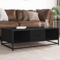 Salontafel 100x57x35 cm bewerkt hout en metaal zwart Salontafel 100x57x35 cm bewerkt hout en metaal zwart