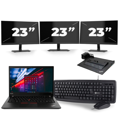 Lenovo ThinkPad T490 - Intel Core i5-8e Generatie - 14 inch - 16GB RAM - 256GB SSD - Windows 11 + 3x 23 inch Monitor