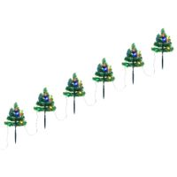 Tuinpadkerstbomen 6 st met meerkleurige LED's 45 cm PVC - thumbnail