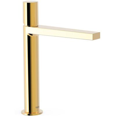 Wastafelkraan Tres Project | Opbouw | Mengkraan | Hoog model | 1-knop | Rond | 24k Goud glans