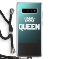 Queen zwart: Samsung Galaxy S10 Plus Transparant Hoesje met koord