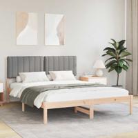 Bedframe met Gevoerd Hoofdgedeelte Lichtgrijs 160 x 200 cm