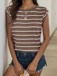 Crew Neck Casual Loose Striped Shirt