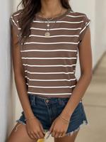 Crew Neck Casual Loose Striped Shirt