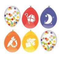 Set van 6x stuks gekleurde/confetti Sinterklaas ballonnen - thumbnail