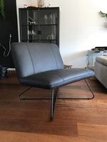 Leren fauteuil zonder armleuning met kruisframe - zwart leer - Echt leer, Industrieel, ontdek de vele Leersoorten en Kleuren bij ShopX