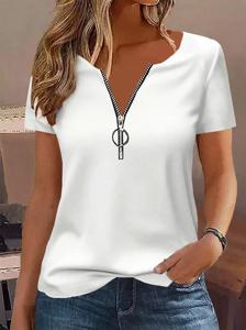 V Neck Casual Cotton Loose T-Shirt