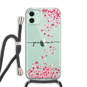 Hartjes en kusjes: iPhone 11 Transparant Hoesje met koord