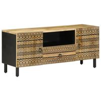 Tv-meubel 105x33,5x46 cm massief ruw mangohout zwart Tv-meubel 105x33,5x46 cm massief ruw mangohout zwart