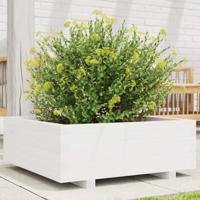VidaXL Plantenbak 70x70x26,5 cm massief grenenhout wit