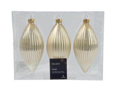 Olijf glas d6h13 cm parel 3st - Decoris