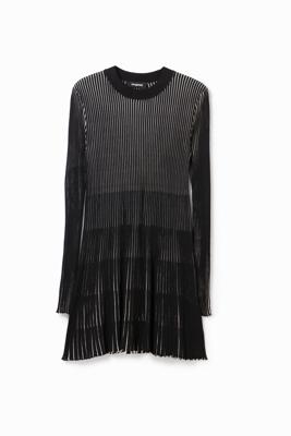 Korte geribbelde jurk - BLACK - M