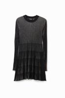 Korte geribbelde jurk - BLACK - M