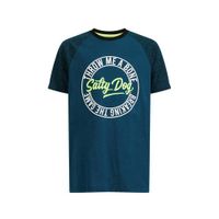 WE Fashion Salty Dog T-shirt met tekst petrol/groen/wit - thumbnail