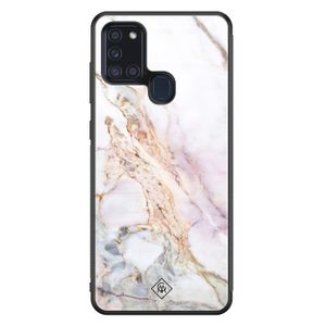 Samsung Galaxy A21s glazen hardcase - Parelmoer marmer