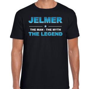 Naam cadeau t-shirt Jelmer - the legend zwart voor heren