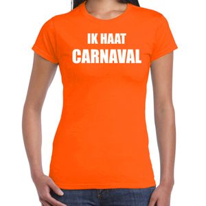 Carnaval verkleed shirt oranje voor dames ik haat carnaval - kostuum 2XL  -