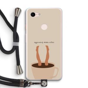 Aggressively drinks coffee: Pixel 3 XL Transparant Hoesje met koord