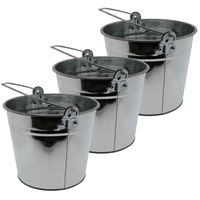 Set van 3x stuks emmer van zink 5 liter zilver 16 x 21 cm