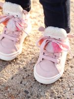 Halfhoge sneakers meisjesbaby 3 kwastjes lichtroze - thumbnail