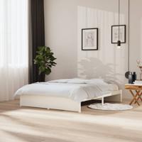 Bedframe massief hout wit 150x200 cm