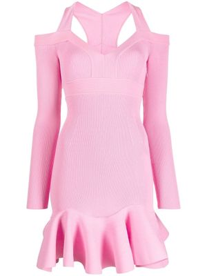 Alexander McQueen robe courte en maille à col v - Rose