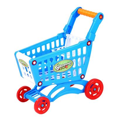 Kinderen speelgoed hand push plastic simulatie mini supermarkt winkelwagentje baby Fun peuter wandelwagen (blauw)