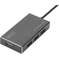 Digitus DA-70240-1 USB 3.2 Gen 1-hub 4 poorten Met aluminium behuizing Zwart