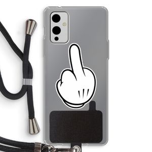 Middle finger black: OnePlus 9 Transparant Hoesje met koord
