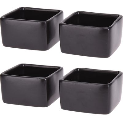 6x stuks tapas schaaltjes - porselein - mat zwart