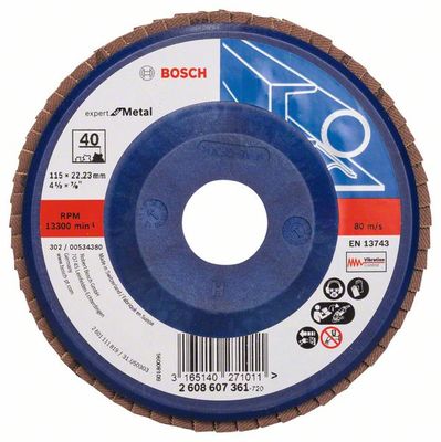 Bosch Accessoires 1 Lamellenschijf 115 ,Expert for Metal recht, kunststof, 40 - 2608607361